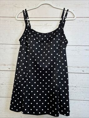 Longitude Black & White Polka Dot Swim Dress/Swimsuit, size 16